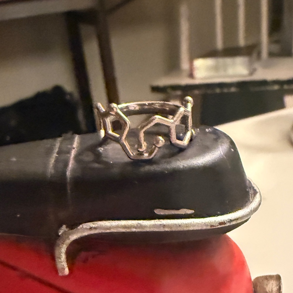 Serotonin science symbol silver ring